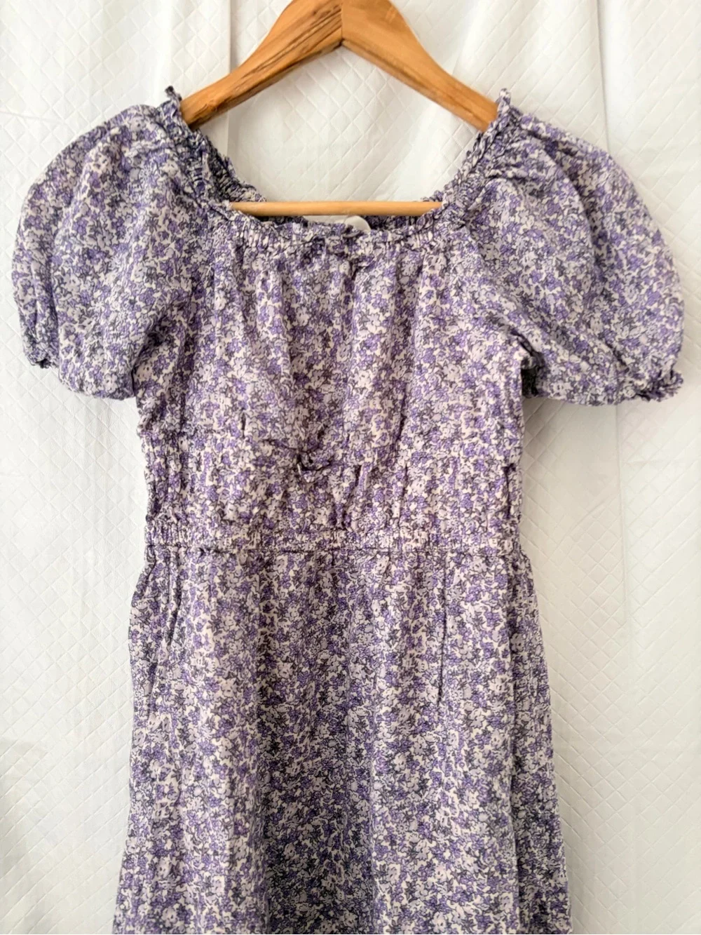 Crewcuts Lavender Floral Puff-Sleeve Midi Dress